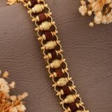 Metal Ruduraksha And Karungali Bracelet - Gold