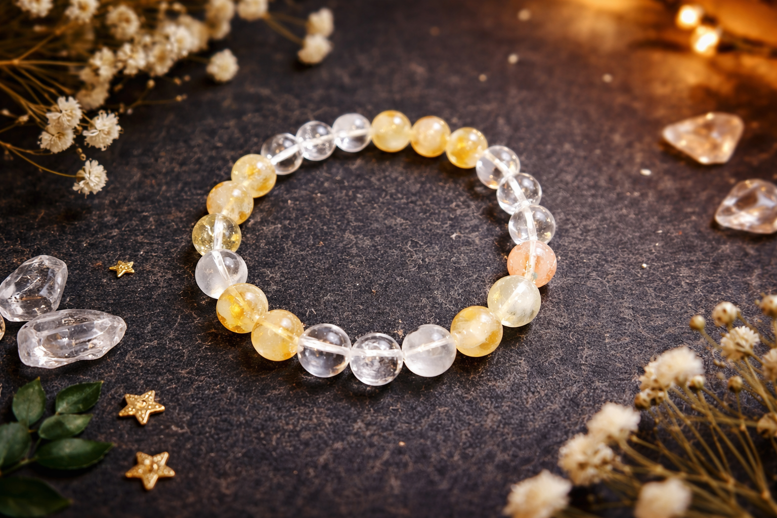 Citrine & Clear Quartz Normal Bracelet – Wealth, Clarity & Positive Energy