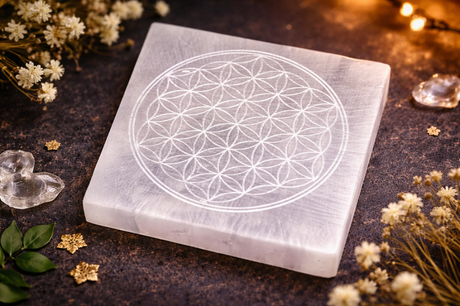 Selenite plate-for recharges crystals and cleanses negativity