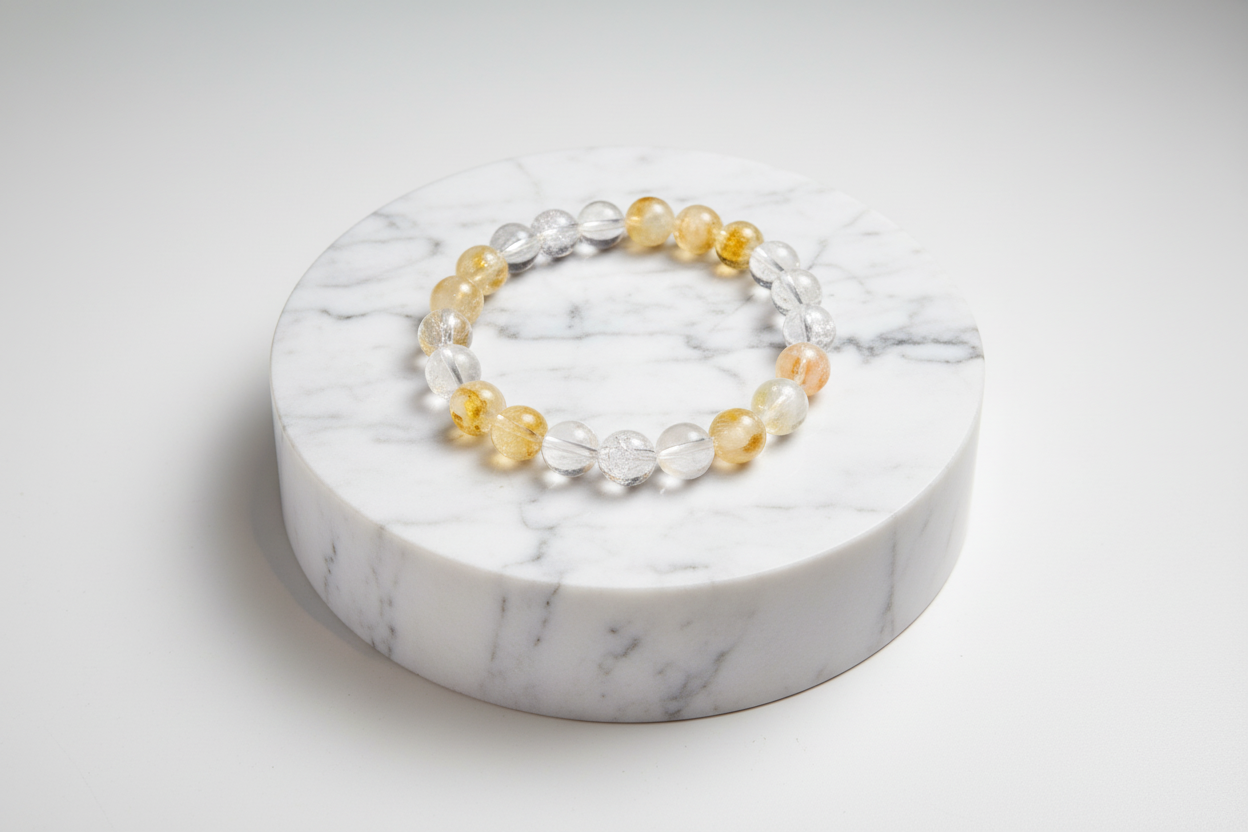 Citrine & Clear Quartz Normal Bracelet – Wealth, Clarity & Positive Energy - Image 4