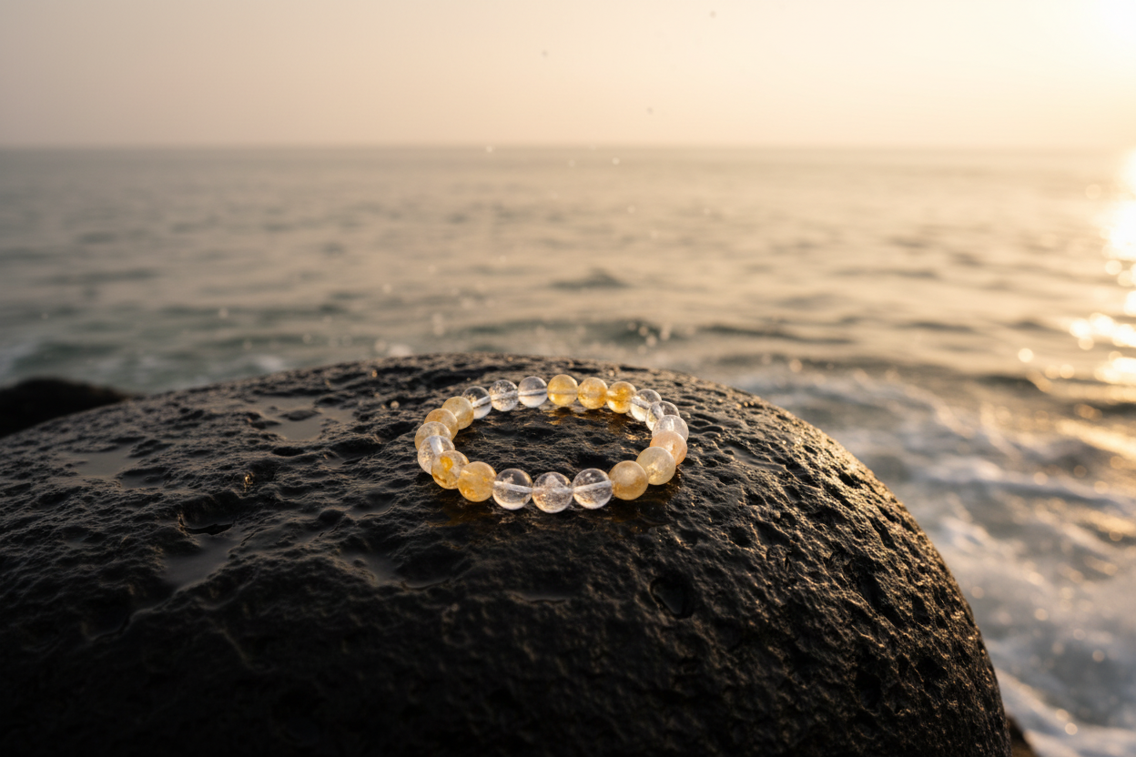Citrine & Clear Quartz Normal Bracelet – Wealth, Clarity & Positive Energy - Image 2