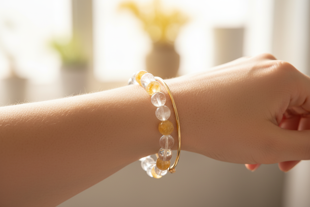 Citrine & Clear Quartz Normal Bracelet – Wealth, Clarity & Positive Energy - Image 3